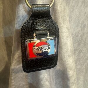 Pepsi-Cola‎ Black Leather Keychain NEW